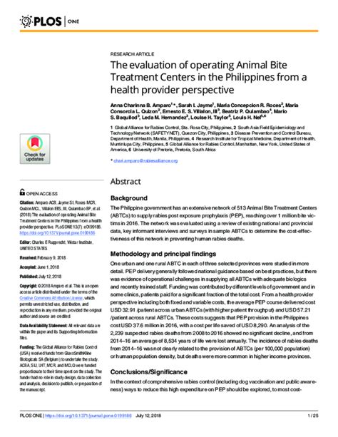 The evaluation of operating Animal Bite Treatment Centers in the  .
